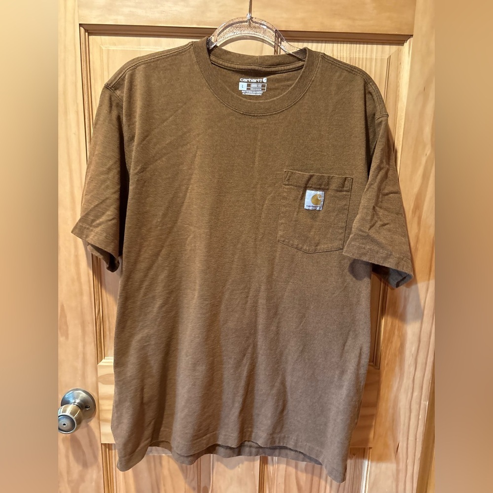 Carhartt Men's Short Sleeve Brown pocket with logo Tee Mens L